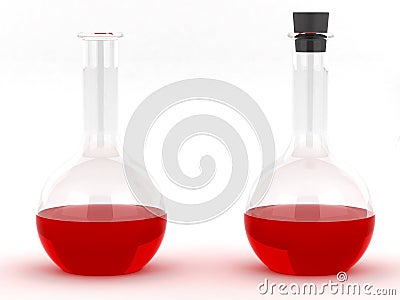 Spherical retort with red liquid Stock Photo