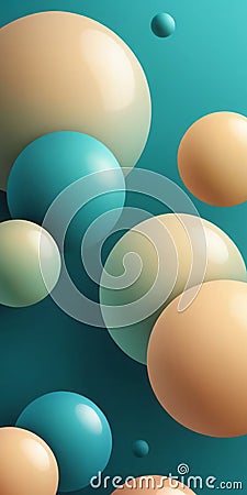 Spherical Shapes in Teal Beige Stock Photo