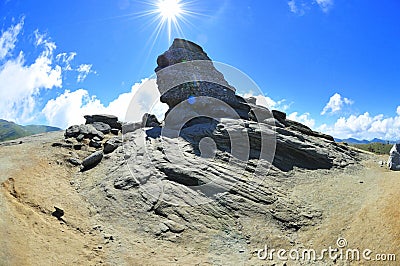 The Sphinx of Bucegi mountains Stock Photo