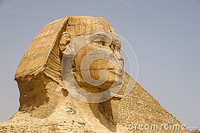 Sphinx Egypt portrait. Portrait of the Great Sphinx of Egypt close Stock Photo