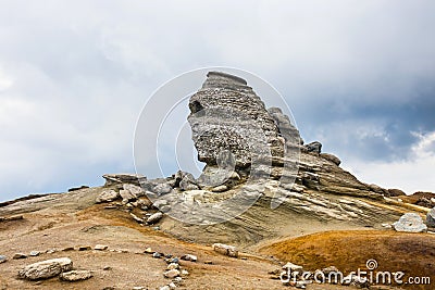 The Sphinx - Geomorphologic rocky structures in Bucegi Mountains Stock Photo