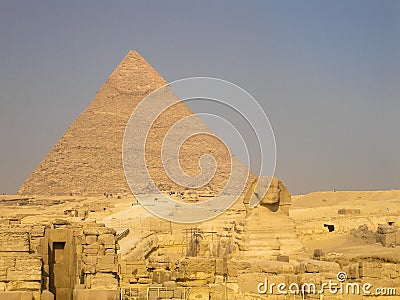 The Sphinx and the Great Pyramid Stock Photo