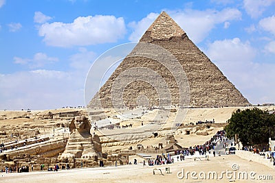 Sphinx and pyramid Editorial Stock Photo