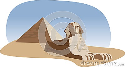 Sphinx and Pyramid Vector Illustration