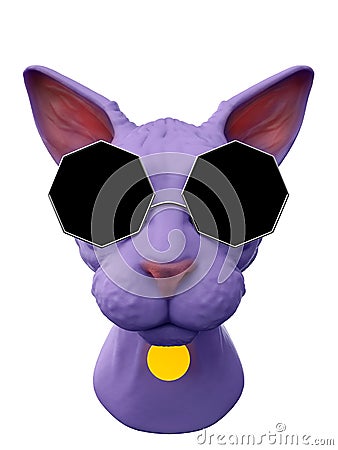 Sphynx cat in strange glasses Cartoon Illustration