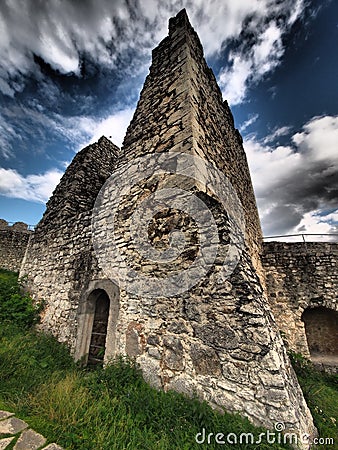 SpiÅ¡ Castle is a castle ruin that occupies the top of the travertine hill SpiÅ¡ Castle Hill.Slovakia Stock Photo