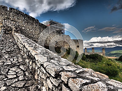 SpiÅ¡ Castle is a castle ruin that occupies the top of the travertine hill SpiÅ¡ Castle Hill.Slovakia Stock Photo