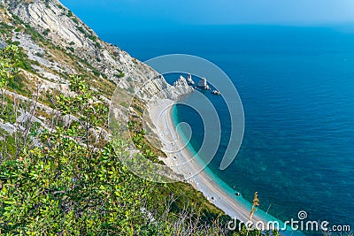 Spiaggia delle Due Sorelle beach at Monte Conero natural park in Stock Photo