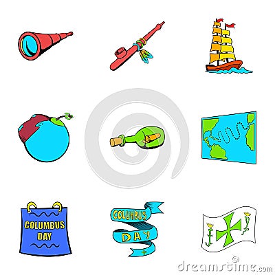 Spica icons set, cartoon style Vector Illustration