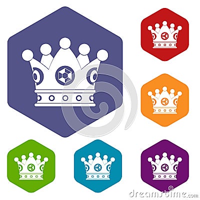 Spica icons set hexagon Vector Illustration