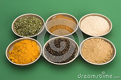 Spice bowls Stock Photo