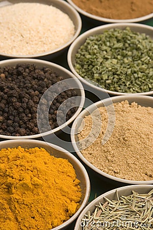 Spice bowls Stock Photo