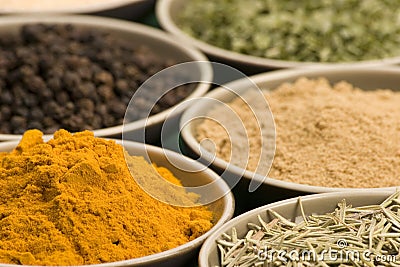 Spice bowls Stock Photo