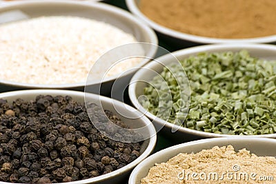 Spice Bowls Stock Photo