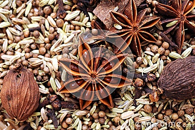 Spice Cinnamon And Star Anise Stock Photo