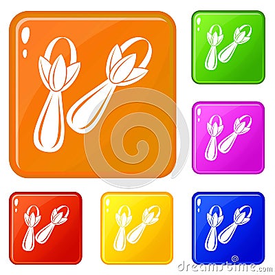 Spice cloves icons set vector color Vector Illustration