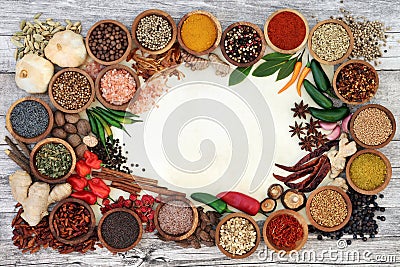 Spice and Herb Abstract Border Stock Photo