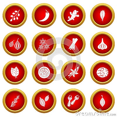 Spice icon red circle set Vector Illustration