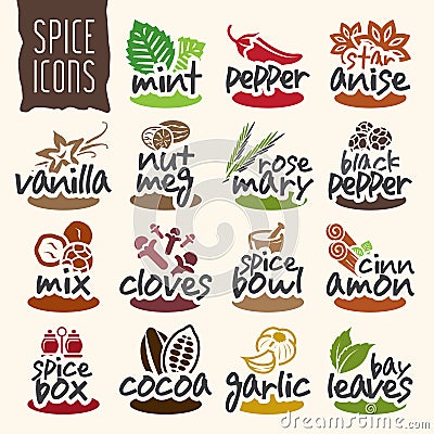 Spice icon set. Vector Illustration