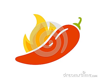 Spice level marks - spicy, hot or extra hot. Red chili pepper and flame. Symbol of pepper with fire. Chili level icon Vector Illustration