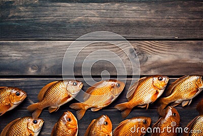 food raw fresh seafood dinner meal smoked spice background fish healthy. Generative AI. Stock Photo