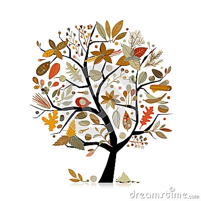 Spice shop, concept image, herbs and spices collection on tree for your design Vector Illustration