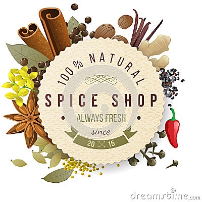 Spice shop emblem Vector Illustration