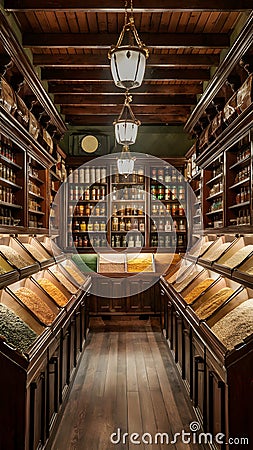 Spice shop interior, where fragrant treasures beckon exploration Stock Photo