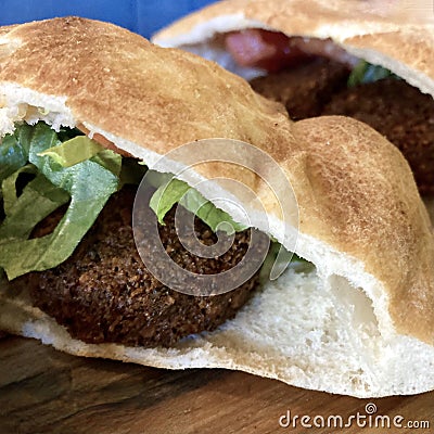 Falafel in Pita Sandwich Stock Photo