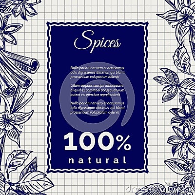 Spices banner on notebook page Vector Illustration