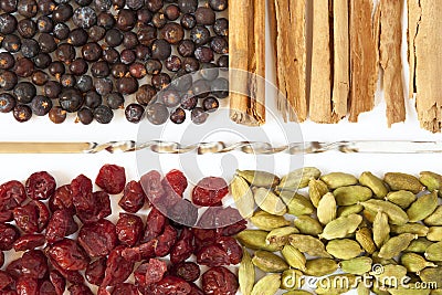 Spices and berries for gin tonic and spoon Stock Photo