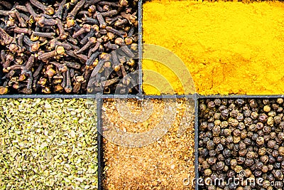 Spices in box. top view. Stock Photo