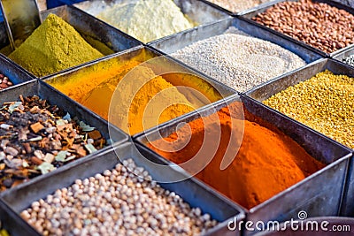 Spices curry market in Jodhpur, India Stock Photo