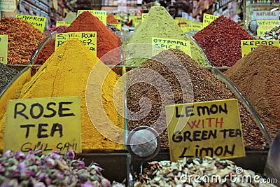 Spices in an Istanbul bazar Stock Photo