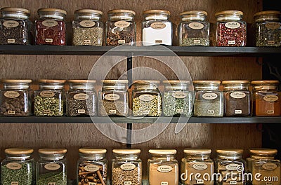 Spices in Jars Stock Photo