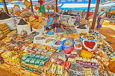 The spices in Kakku Market, Myanmar Editorial Stock Photo