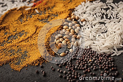 Spices mix on the black stone table Stock Photo