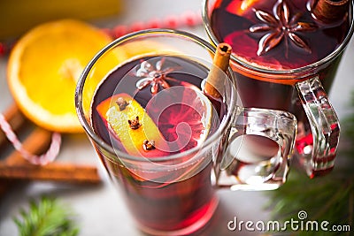 Spices in mulled wine, close up Stock Photo