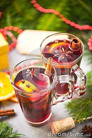 Spices in mulled wine, close up Stock Photo