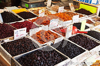 Spices, nuts and vegetables Stock Photo