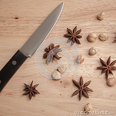 Cardamon and Star Anise Stock Photo