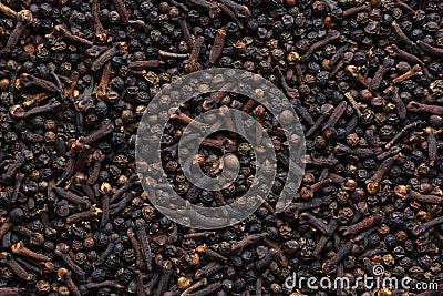 Spicy background - from black pepper and clove Stock Photo