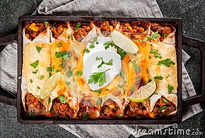 Spicy beef enchiladas Stock Photo