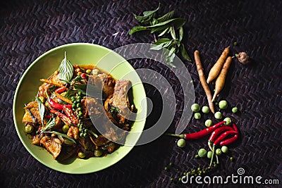 Spicy chicken curry Spices Thai Food Stock Photo