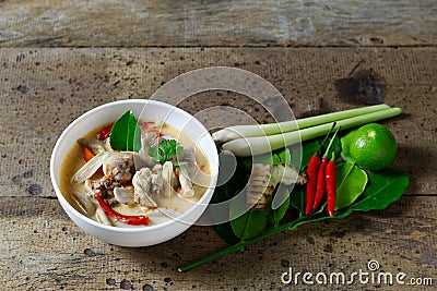 Spicy Chicken Soup Tom yam kai naam kon Stock Photo