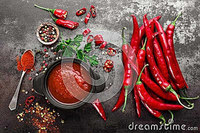 Spicy chili sauce, ketchup Stock Photo