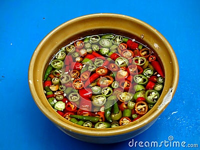 Spicy chili sauce Stock Photo