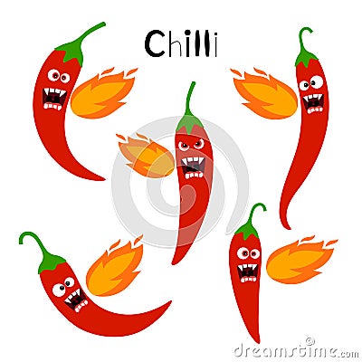 Spicy chilli fire peppers Vector Illustration