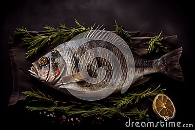 Spicy dorada fish Cartoon Illustration