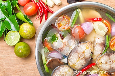 Spicy Fish Tom Yum, Thai food Stock Photo